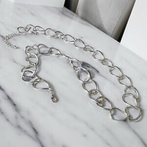 Silver Tone Chain Necklace or Chain Belt 80s Flare Retro
